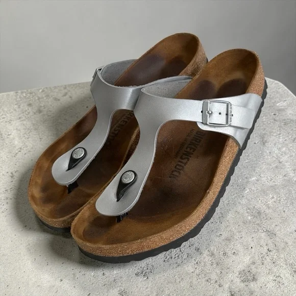 Birkenstock Silver Women’s Toe-Post Sandals! Size 9 / 9.5 / 40 (EUR) - Picture 2 of 12